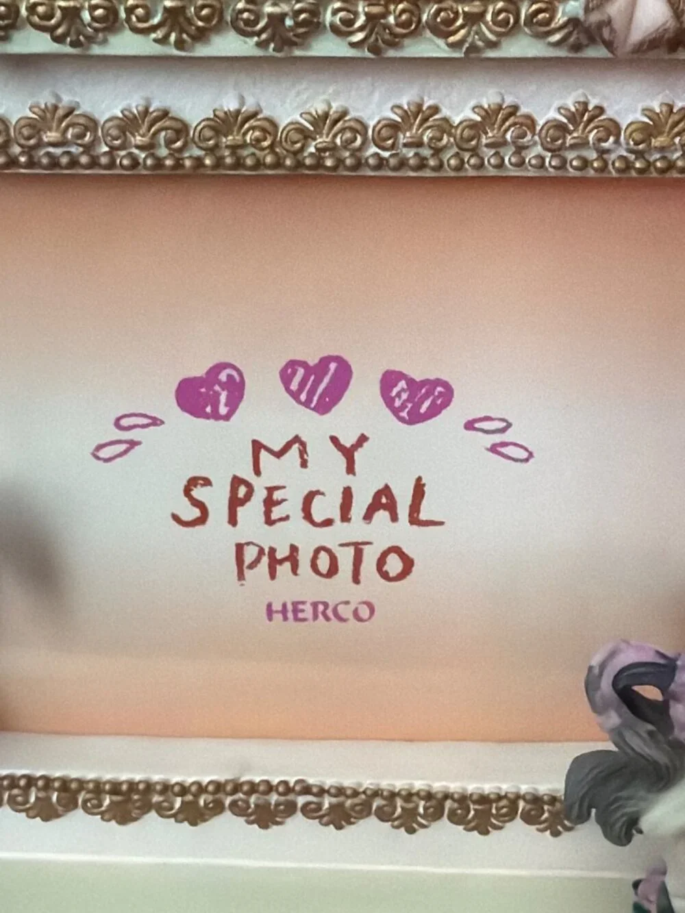 HERCO Carousel Unicorn Photo Frame Pastel Floral Roses Nursery Decor NOS